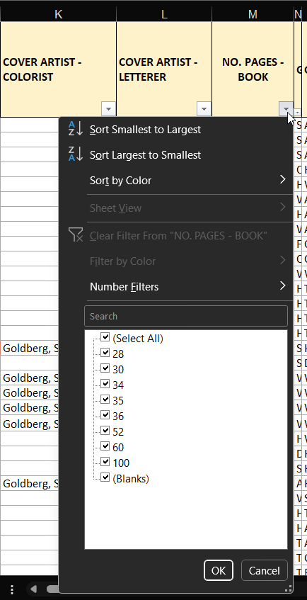 Filter dropdown