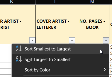 Sorting options