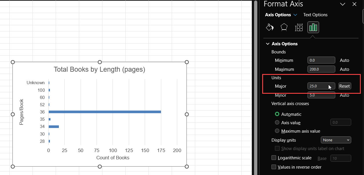 Format axis options