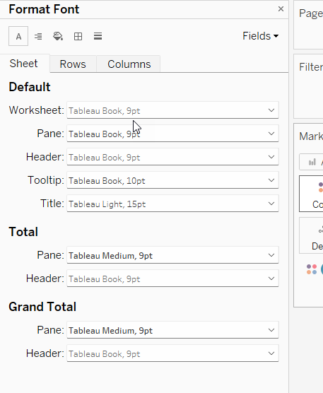 Formatting pane