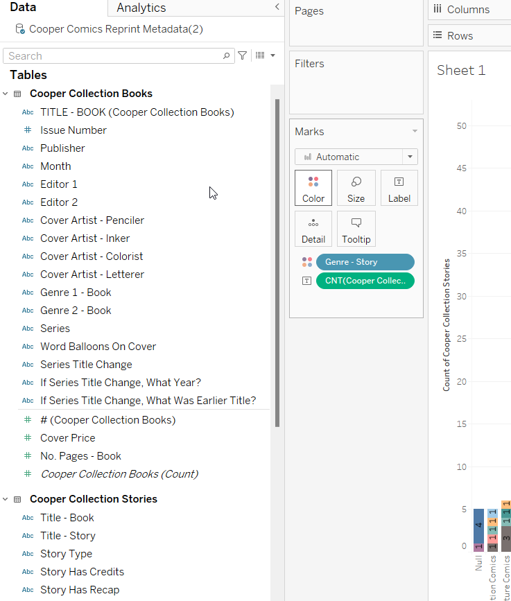 Fields from both sheets now available