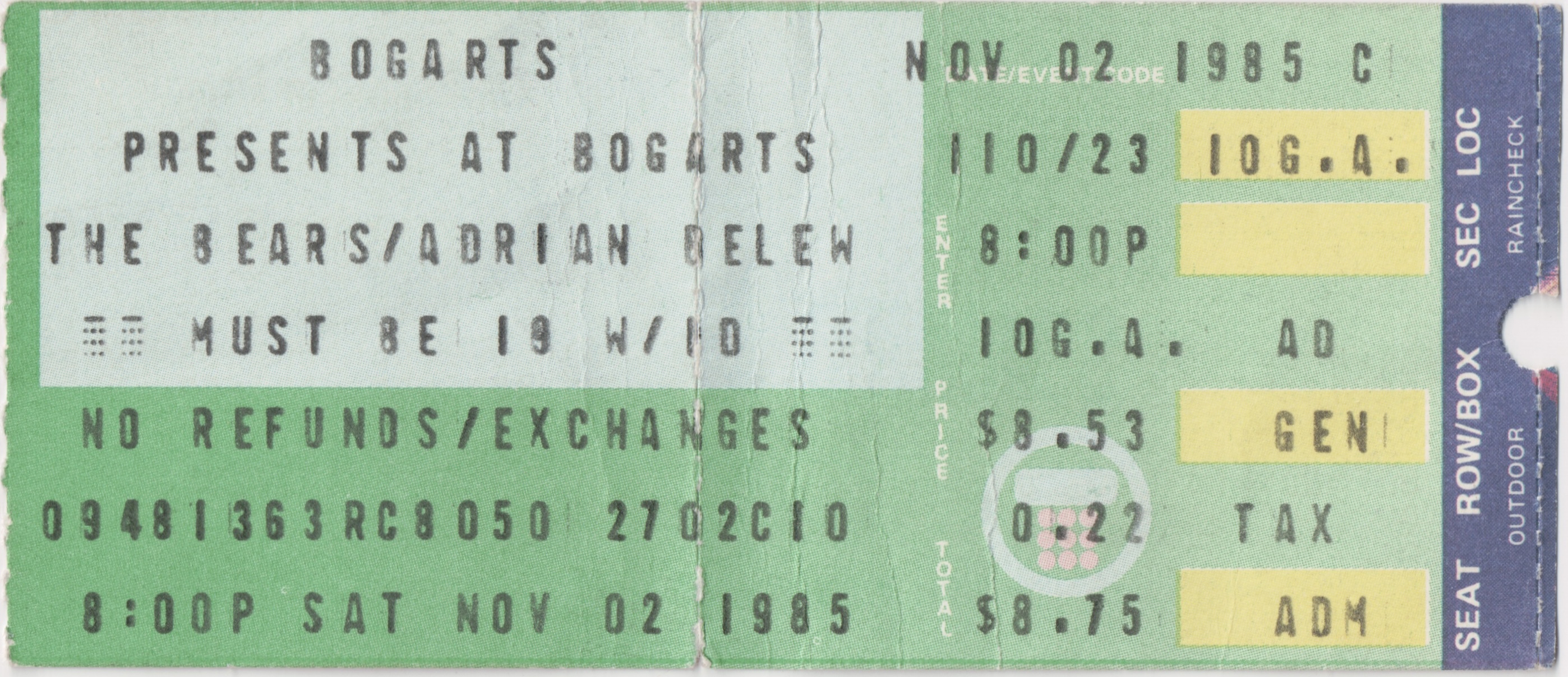 The Bears / Adrian Belew 1985-11-02