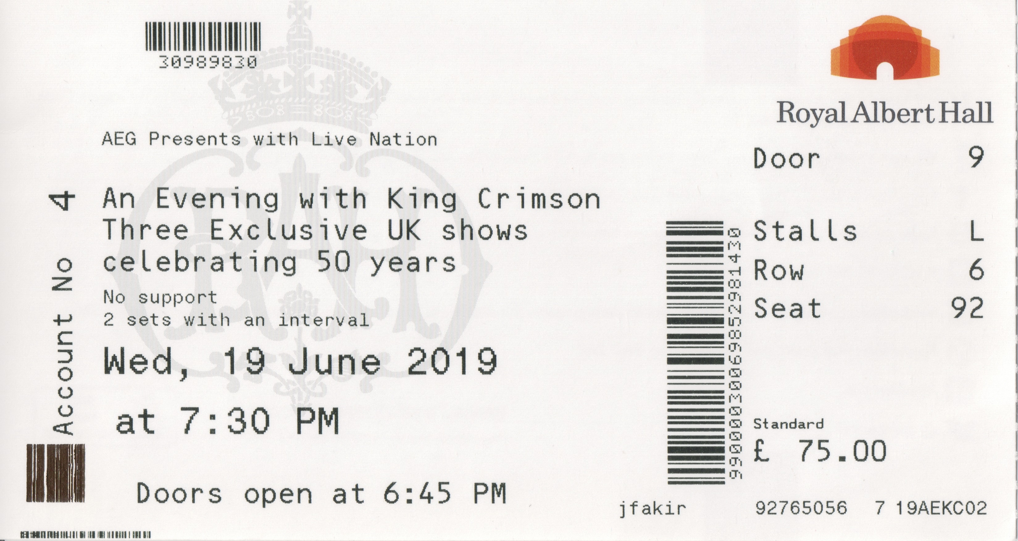 King Crimson 2019-06-19