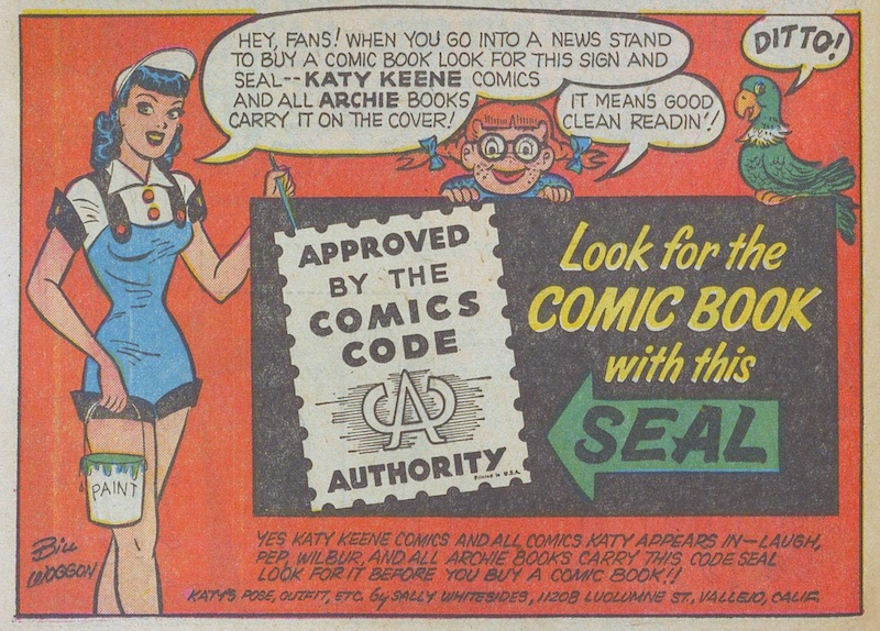 Comics Code Authority announcement in Katy Keene Annual #2 (Archie Comics, 1955-1956)