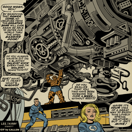Animated Gif of Jack Kirby panel by Kerry Callen.